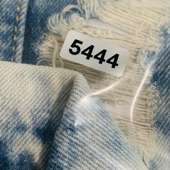 Fantastic Fawn Distressed Denim Jacket Size Small Acid Wash Trucker Jean Jacket - Picture 7 of 11